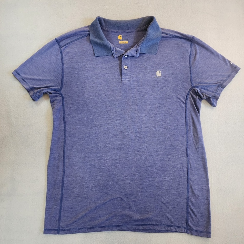 Carhartt Force Thrashed Distressed Polo Shirt Mens Large Relaxed Fit Workwear...